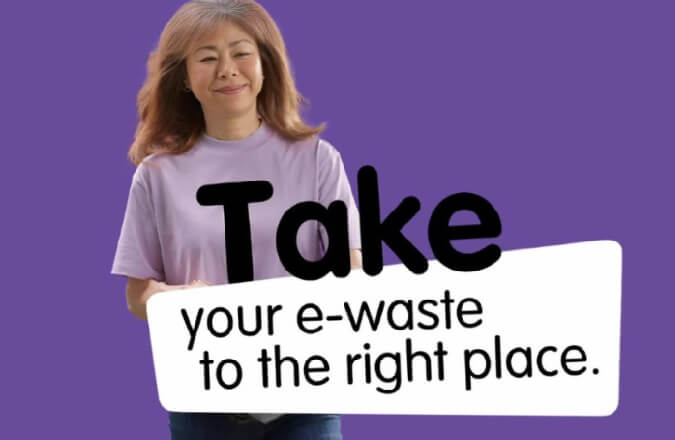 E-Waste campaign image encouraging people to take e-waste to the right place