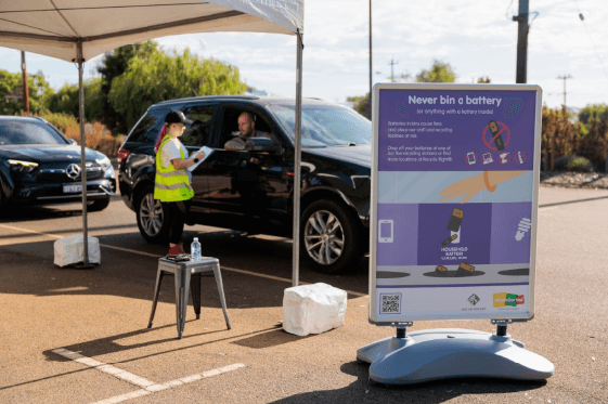Never bin a battery road sign